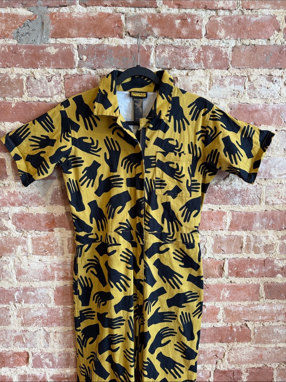 Nooworks Yellow & Black Hand-Print Jumpsuit - Picture 3 of 9